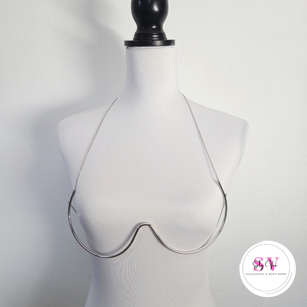 Silver Sculptural Curve Body Chain